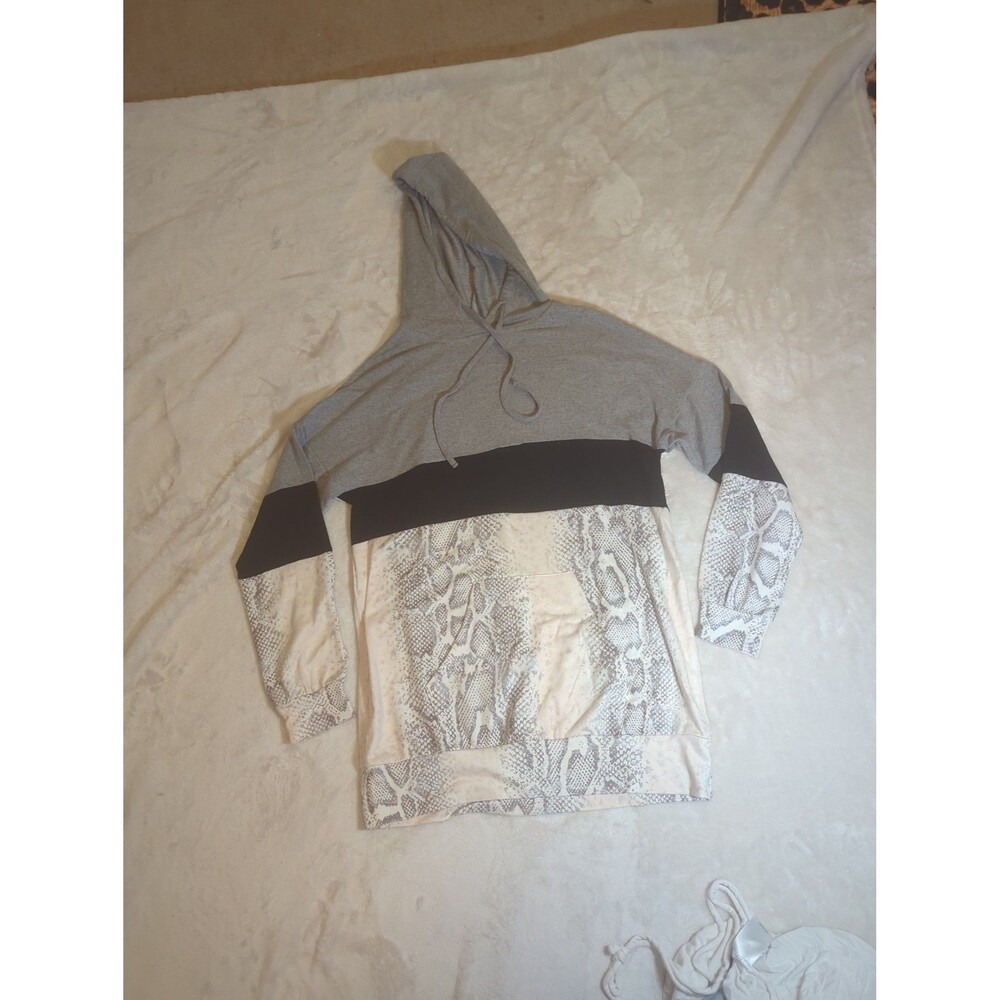 Gray and Black Snake Print Hoodie
